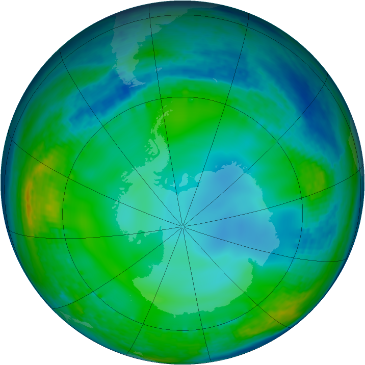 Antarctic ozone map for 14 June 2004